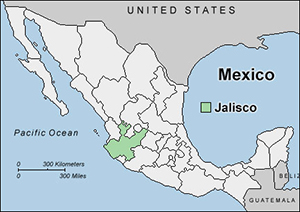 Map of Jalisco, Mexico